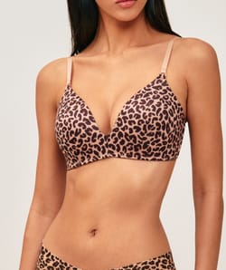 Leopard print microfiber push-up bra;