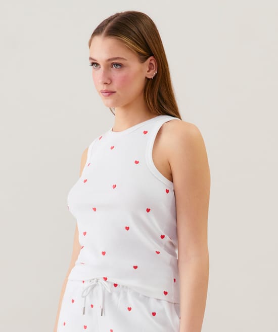 Top en jersey avec broderies;