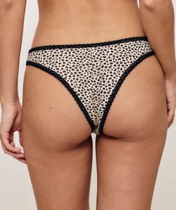 Cotton leopard thong;