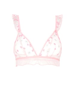 Triangle bra with embroidered floral patterns;