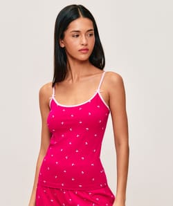Cherry printed jersey camisole with thin straps;
