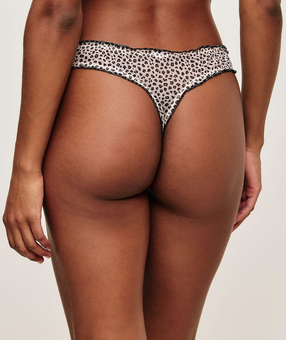 Leopard mesh thong;