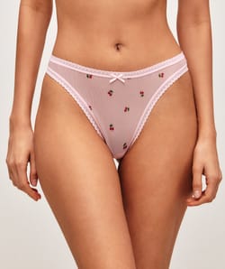 Tanga en mesh imprim&eacute; vichy et c&oelig;urs;