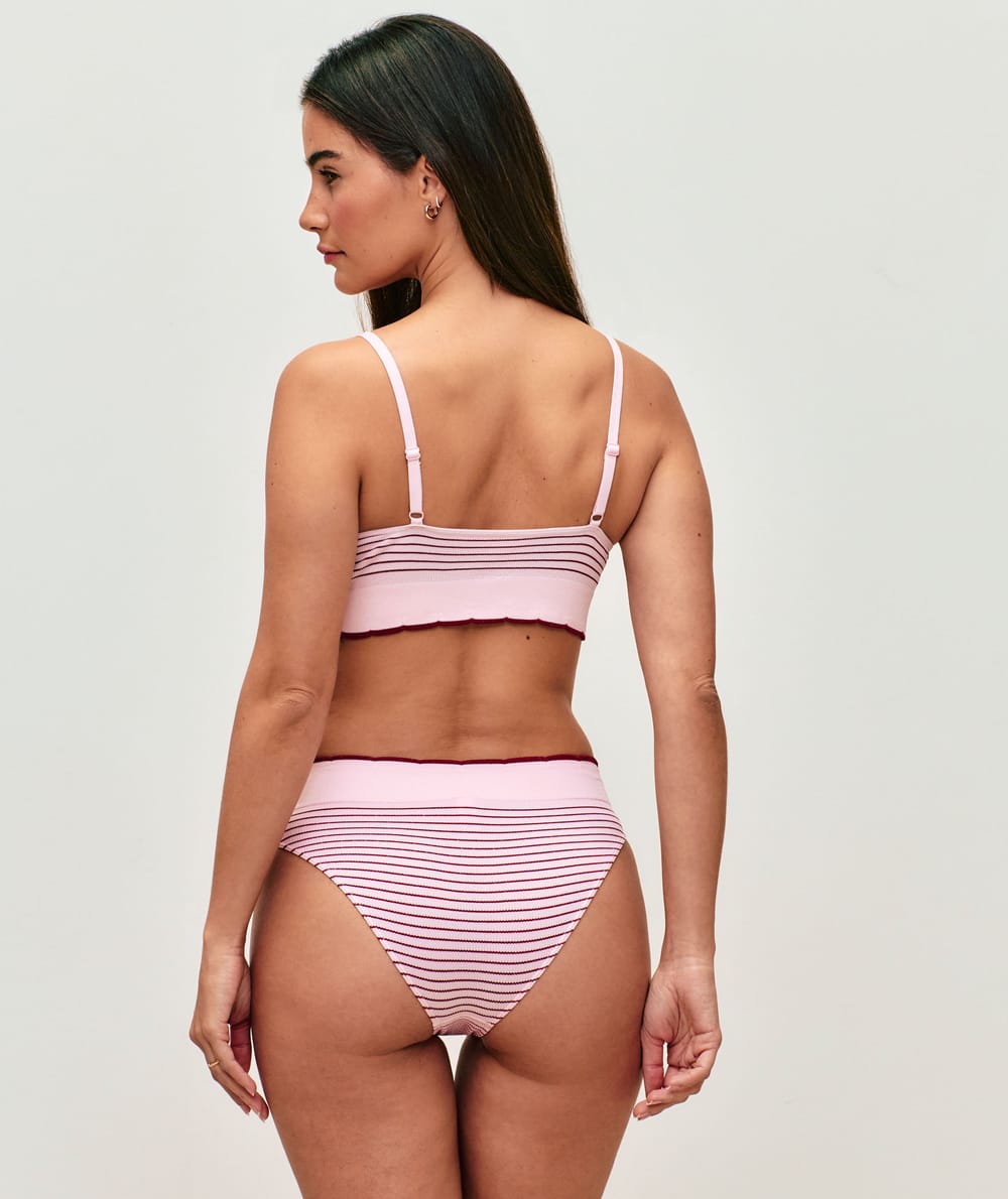 Seamless striped triangle bra;