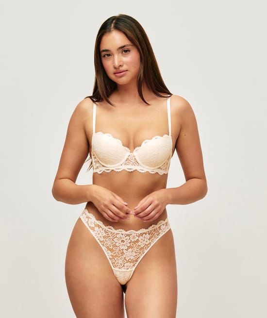 Floral lace thong;