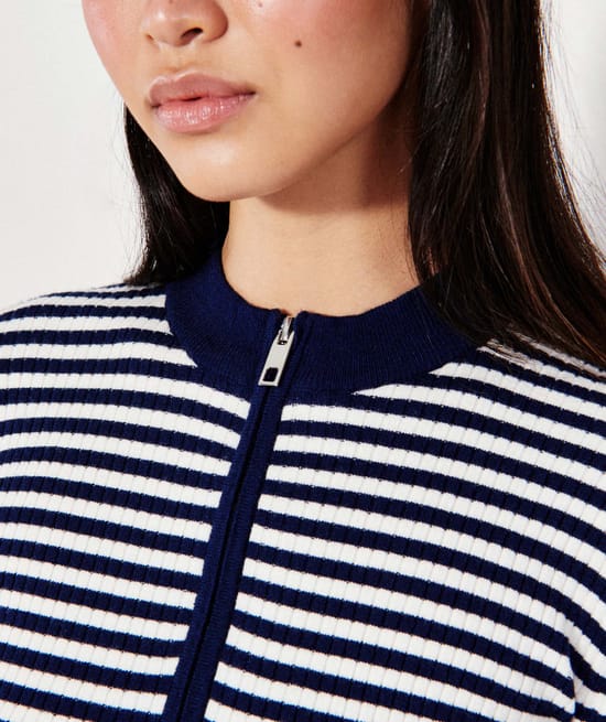 Striped knitted cardigan;