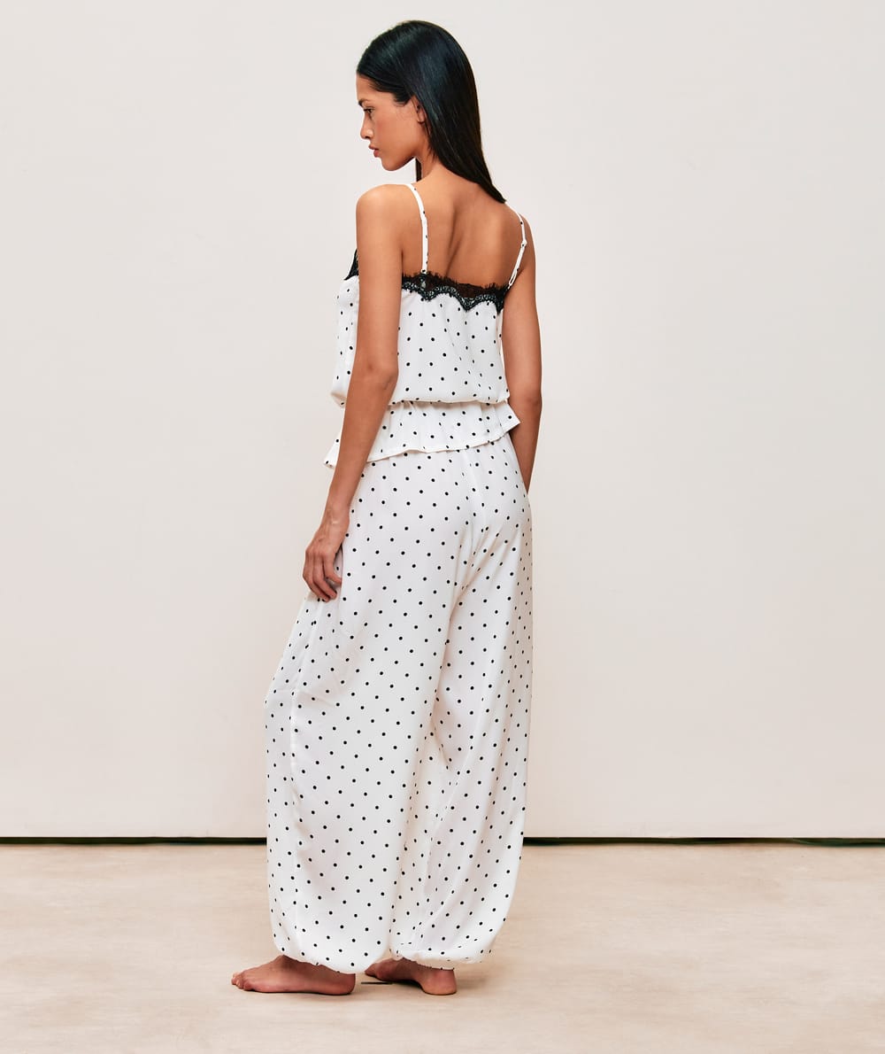 Satin polka dot tank top;