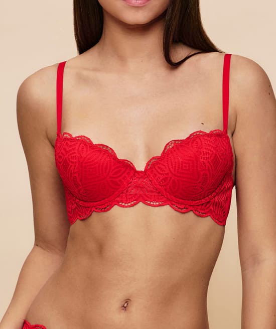 Lace push-up bra - red;