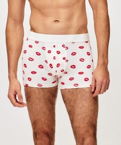 Cotton boxer shorts with lips pattern;