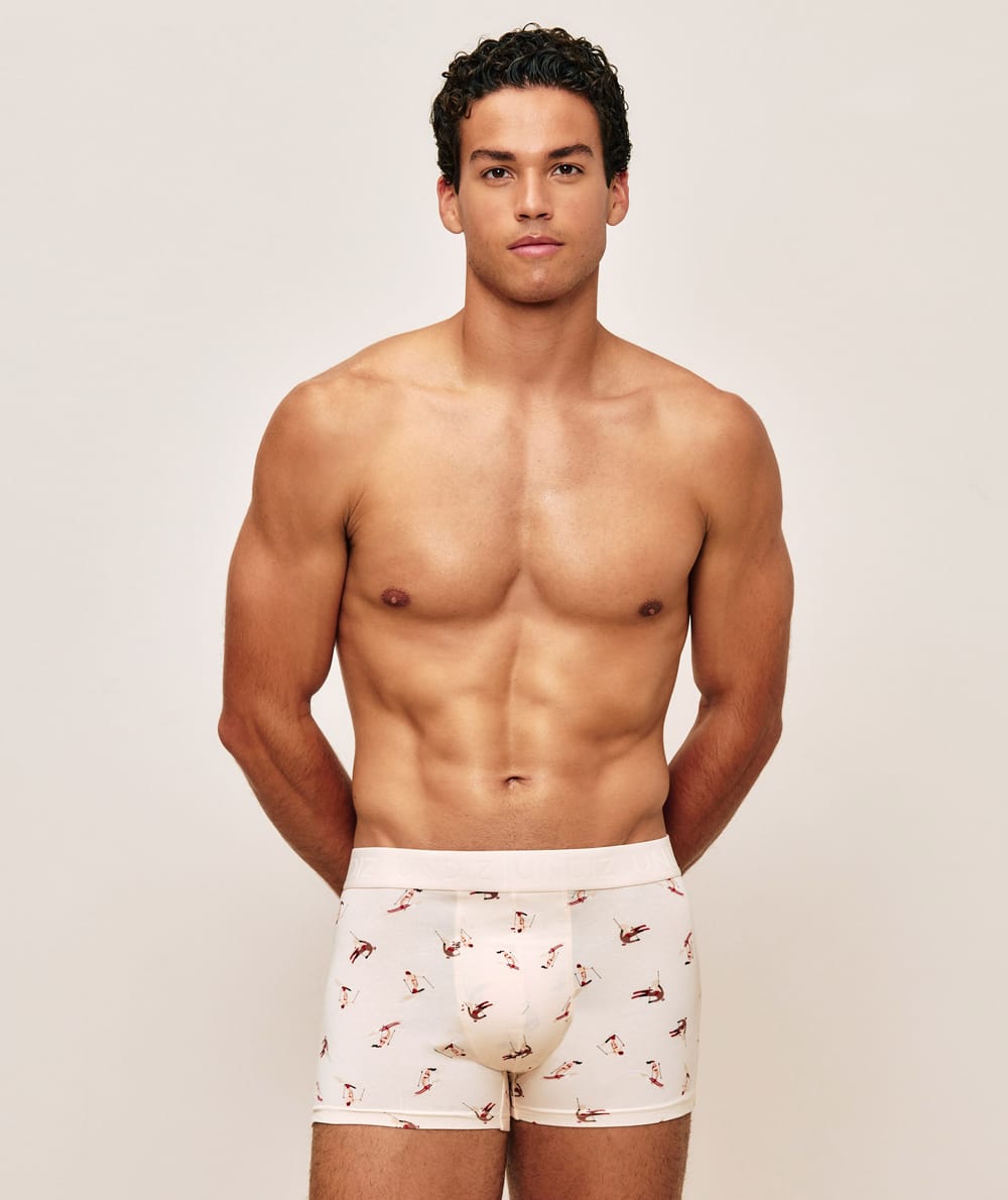 Boxer en coton imprim&eacute; skieurs;