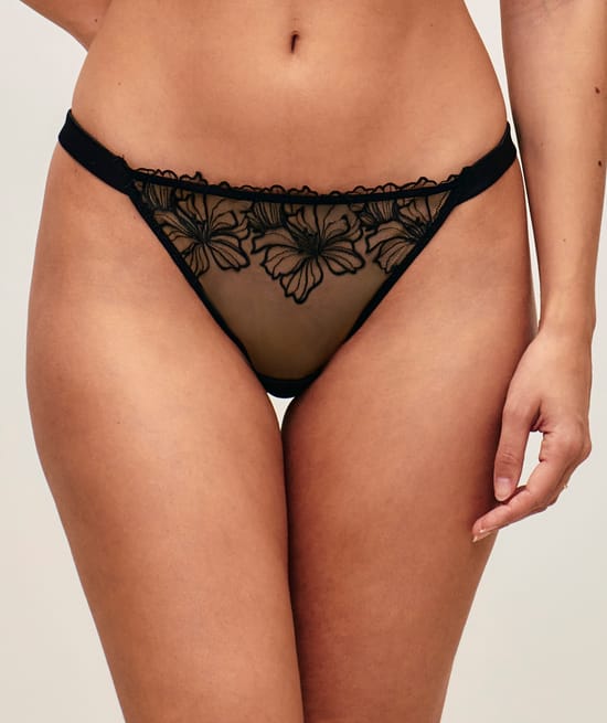 Thong with embroidery;
