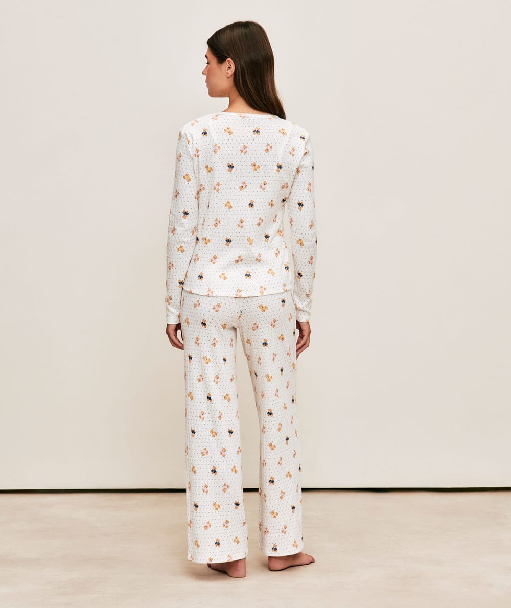 Bear print jersey T-shirt cardigan;