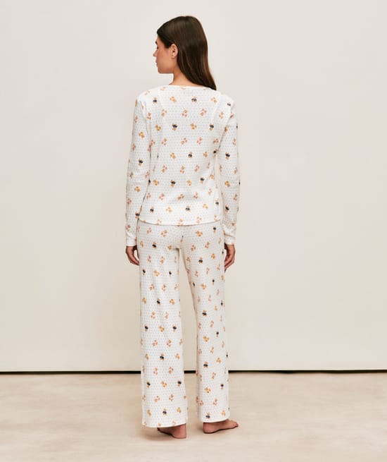 Bear print jersey T-shirt cardigan;