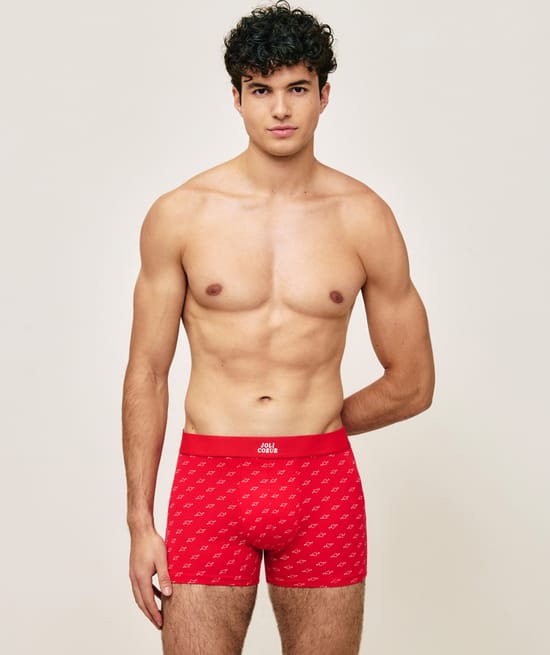 Cotton boxer shorts with heart pattern;