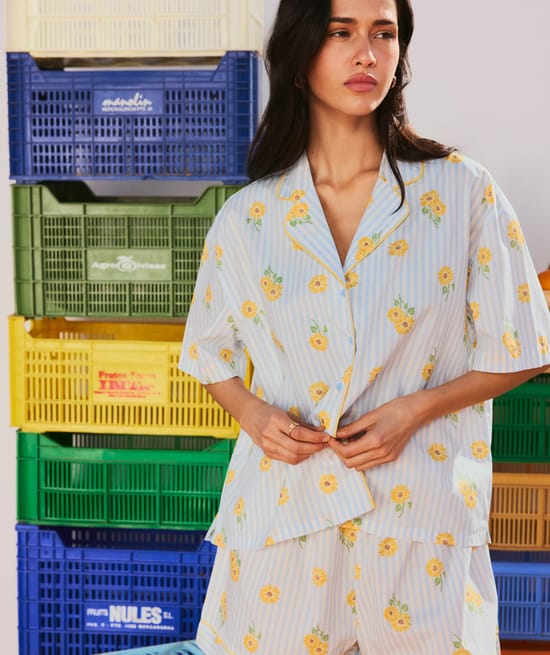 Sunflower printed cotton shirt;