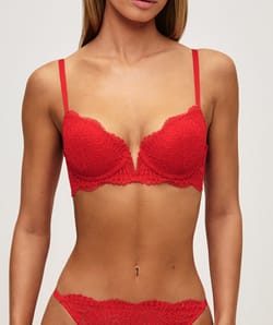 Leren floral push-up bh;