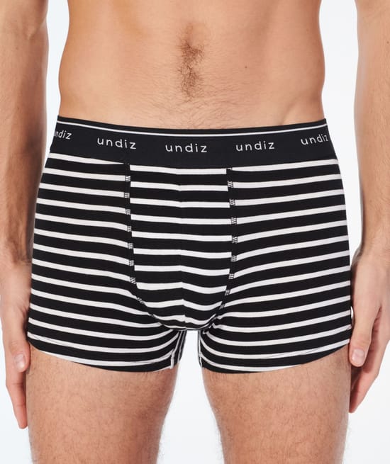 Striped cotton boxer shorts ;