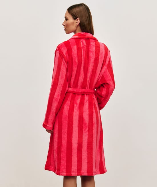 Striped dressing gown with embroidery;