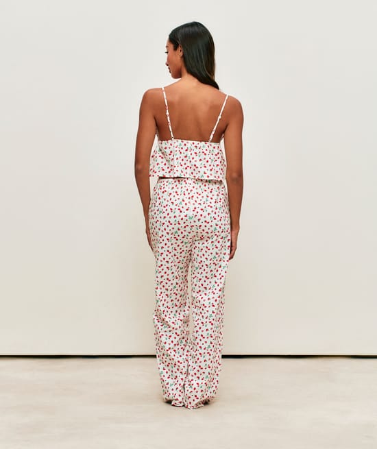 Top l&eacute;ger en popeline &agrave; motifs fraises et coccinelles;