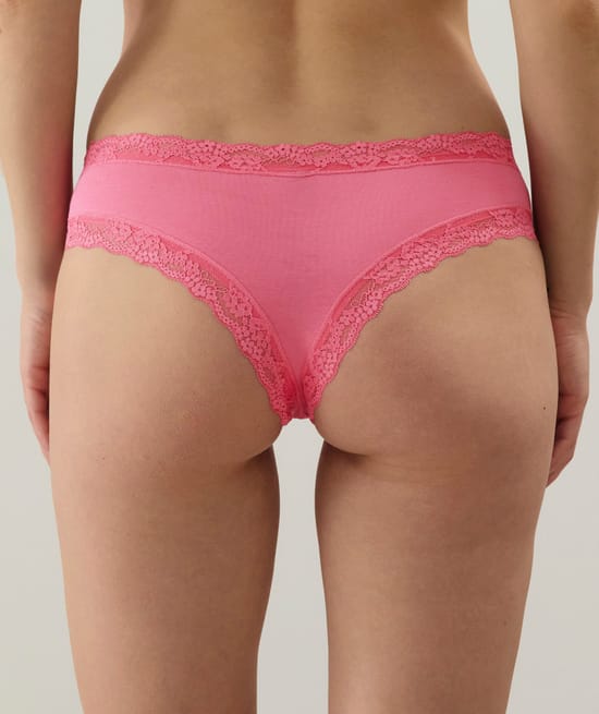 Cotton and lace cheeky brief;