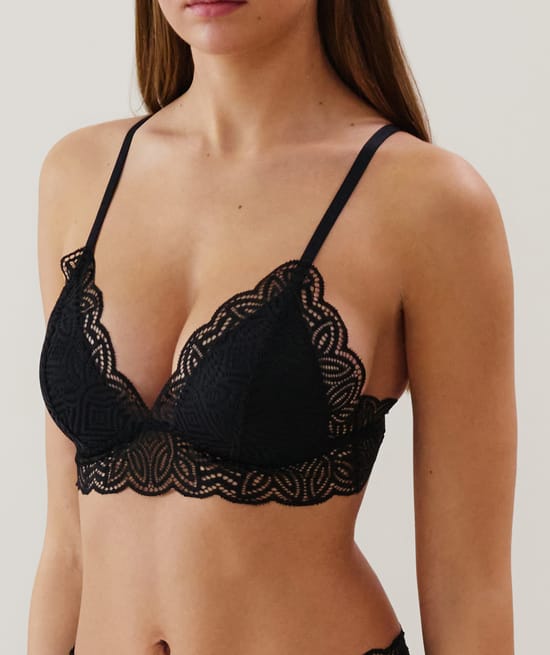 Lace triangle bra;