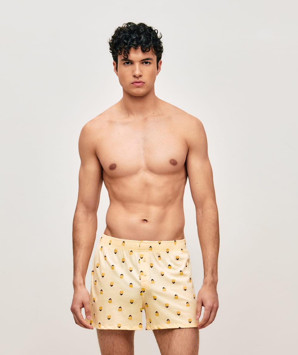 Jersey boxershorts met eendenmotieven;