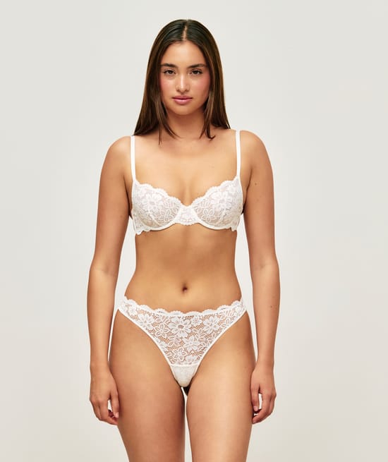 Floral lace balconette bra;