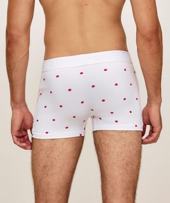 Boxer en microfibre &agrave; motif bouches;