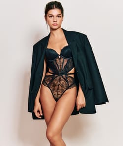 Lace push-up bodysuit;