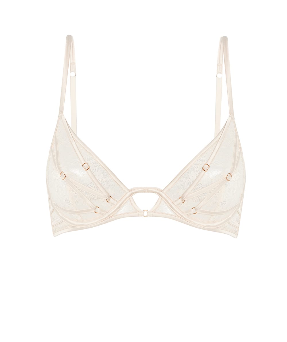 Lace balconette bra ;