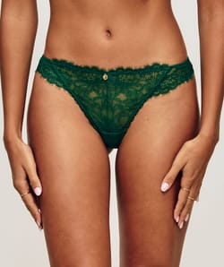 Lace thong with embroidery;