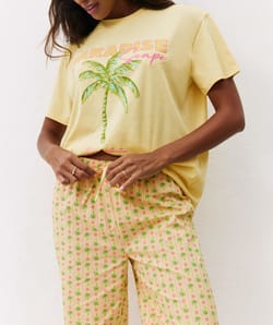 Pantalon droit à motifs;
