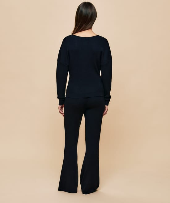 Pantalon en maille c&ocirc;tel&eacute;e;