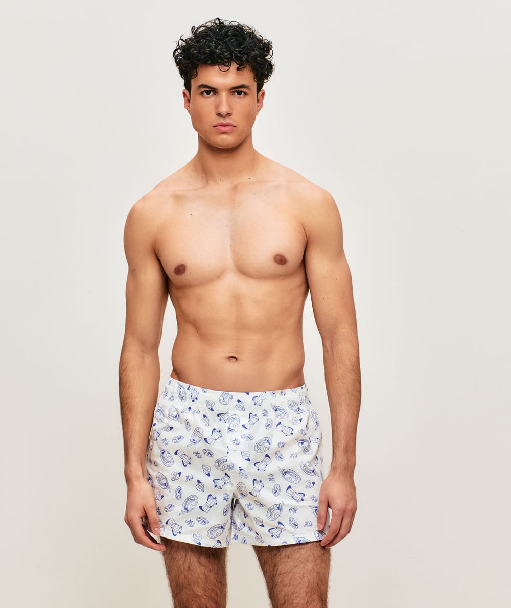 Cale&ccedil;on en coton &agrave; motifs ;