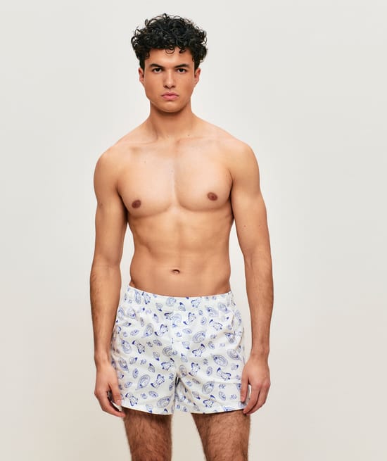 Cale&ccedil;on en coton &agrave; motifs ;