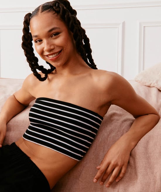 Jersey bandeau top;