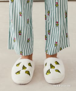 Grinch sherpa slippers;