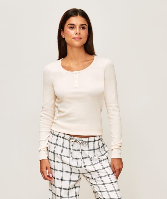 Top long sleeves in ribbed jersey;