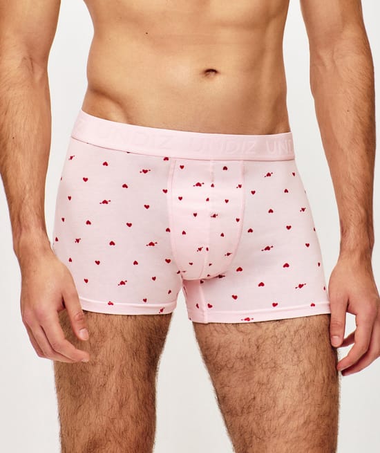 Cotton boxer with heart print;