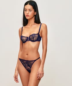 Lace balconette bra;
