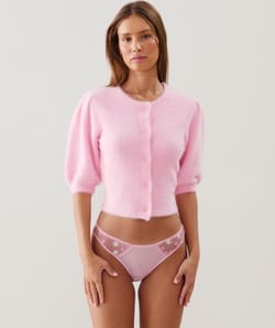 Fluffy knit cardigan;