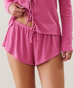 Polka dot pointelle jersey Shorts;