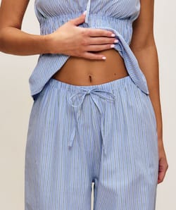 Striped cotton poplin trousers;