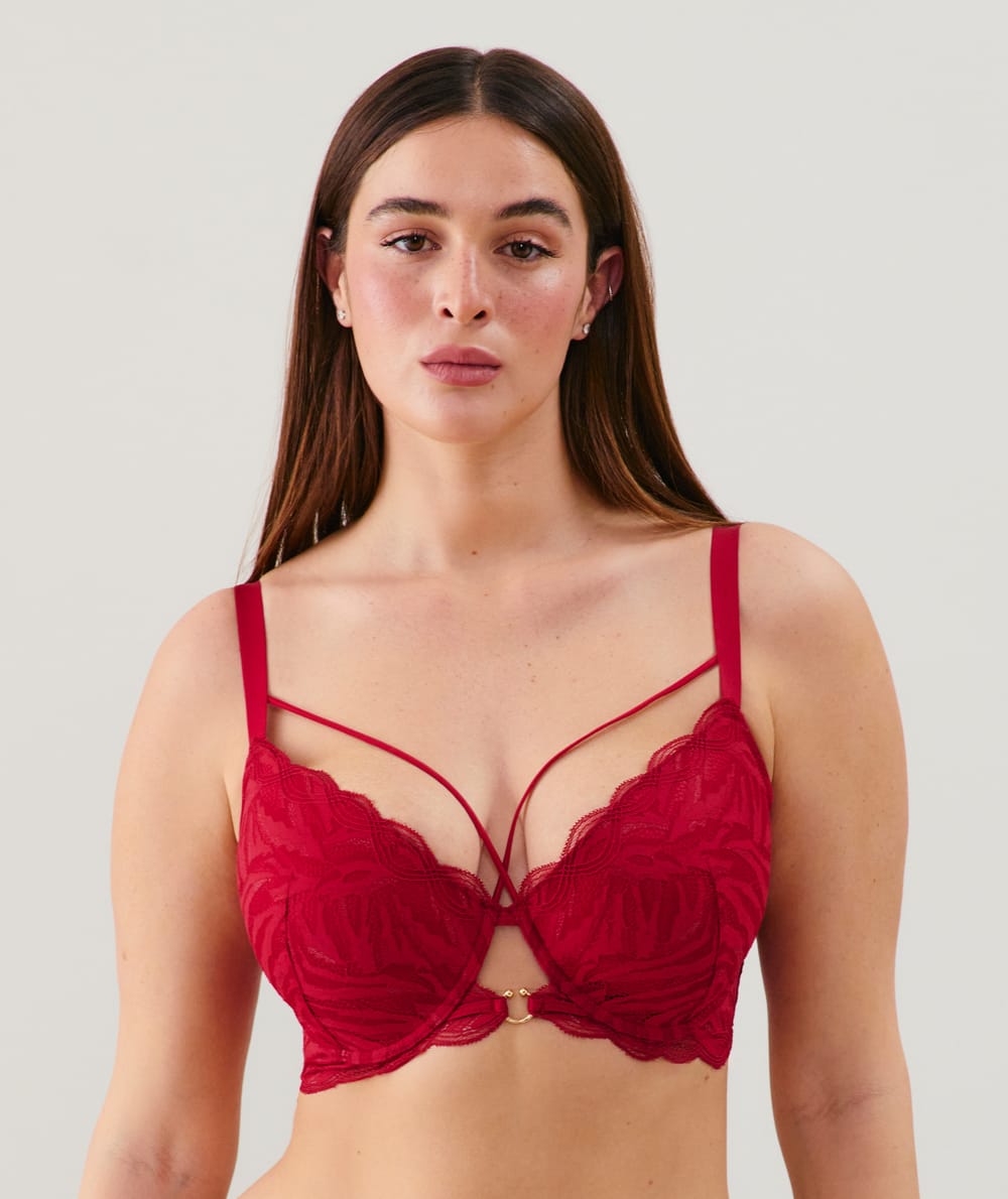 Lace bra - red;