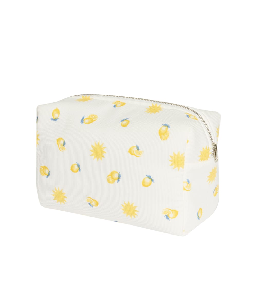 Jersey pouch with sun and lemon patterns;