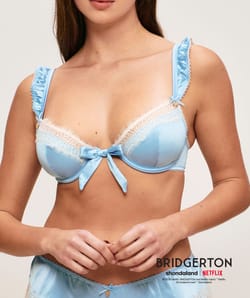 Bridgerton satin and lace balconette bra;