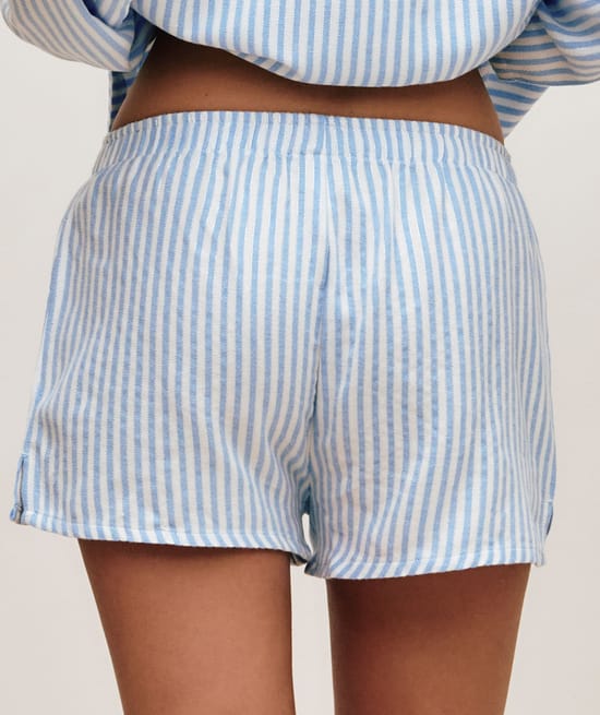 Striped flannel shorts;
