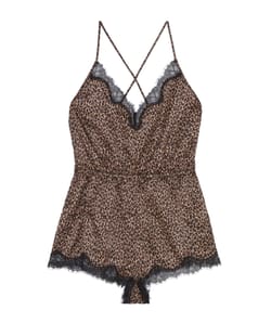 Satijnen playsuit met luipaardprint;