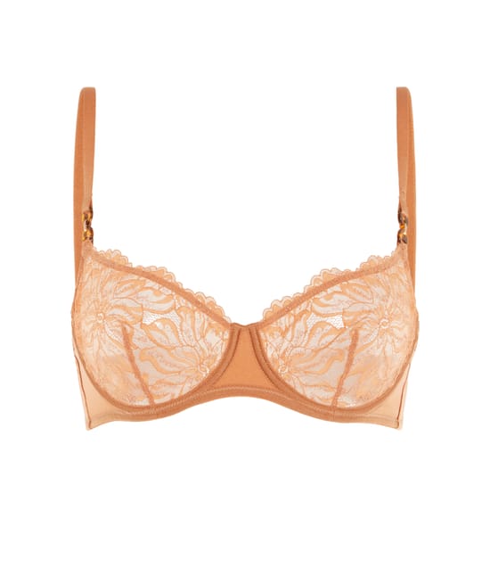 Lace balconette bra - light brown;