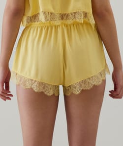 Satin and lace shorts;